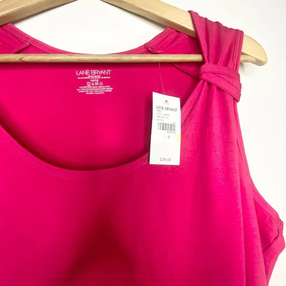 NWT Lane Bryant Bright Pink Sleeveless Tank Top Plus Size 14/16 Scoop Neck - Picture 4 of 8